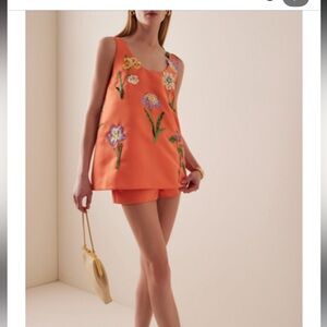 Floral Embroidered Orange set